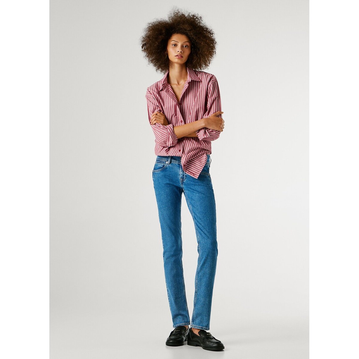 Jean slim taille basse VENUS stone wash bright blue, PEPE JEANS