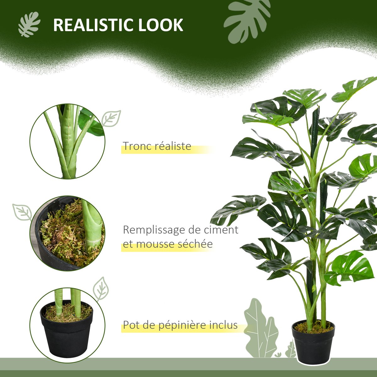 Plantes artificielles PE Vert vert, OUTSUNNY