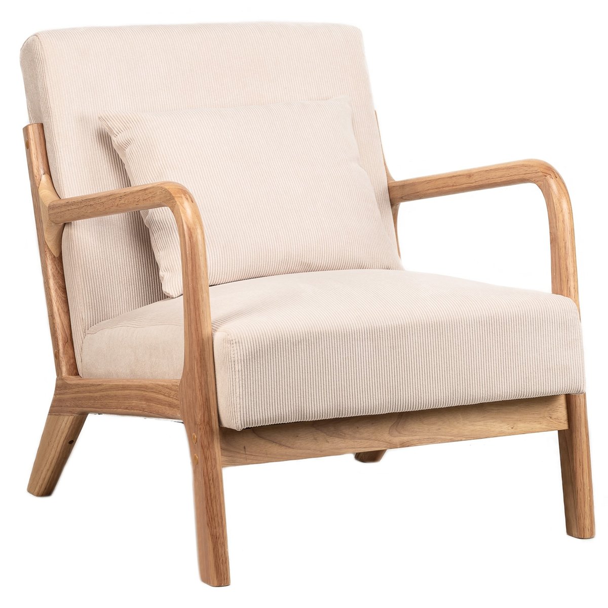 Fauteuil de salon en velours côtelé, OHAMA beige, NORDLYS