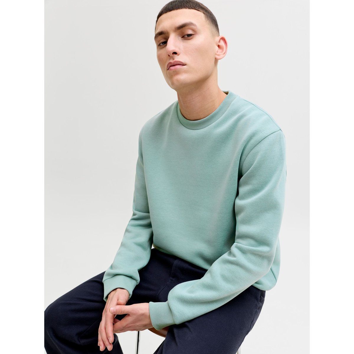 Sweat col rond vert d'eau, JACK & JONES