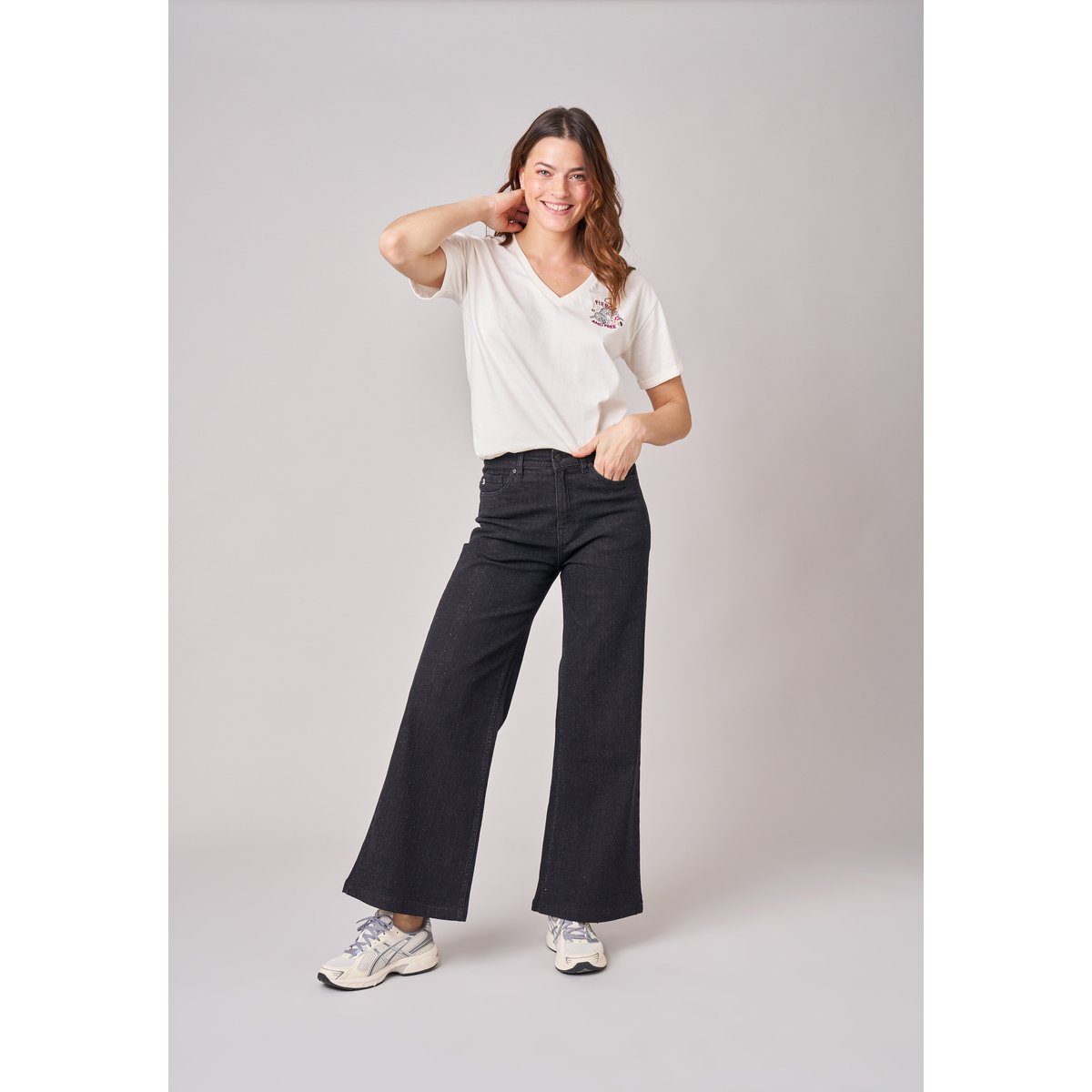 Jean wide leg femme ELDA black used, DEELUXE