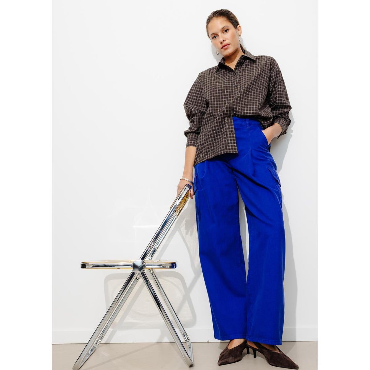 Chemise à carreaux carreaux marron, PROMOD