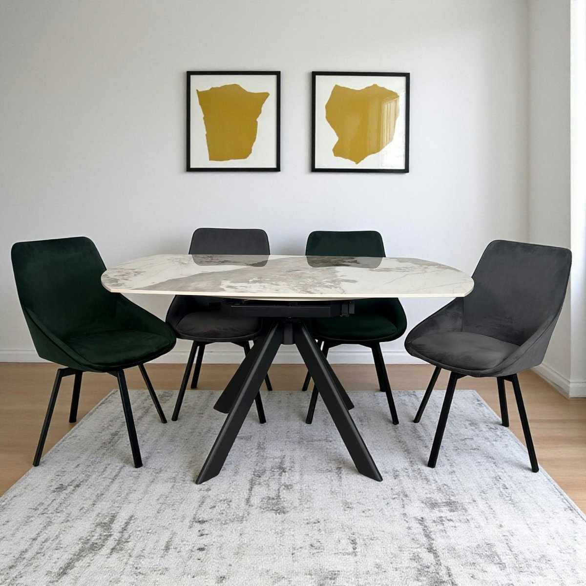 Table céramique extensible - pied central 150 cm LOMBARDIE blanc, PIER IMPORT