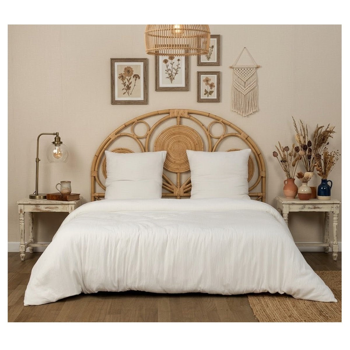 Parure de lit en gaze de microfibre Collection Uni blanc, EDEN