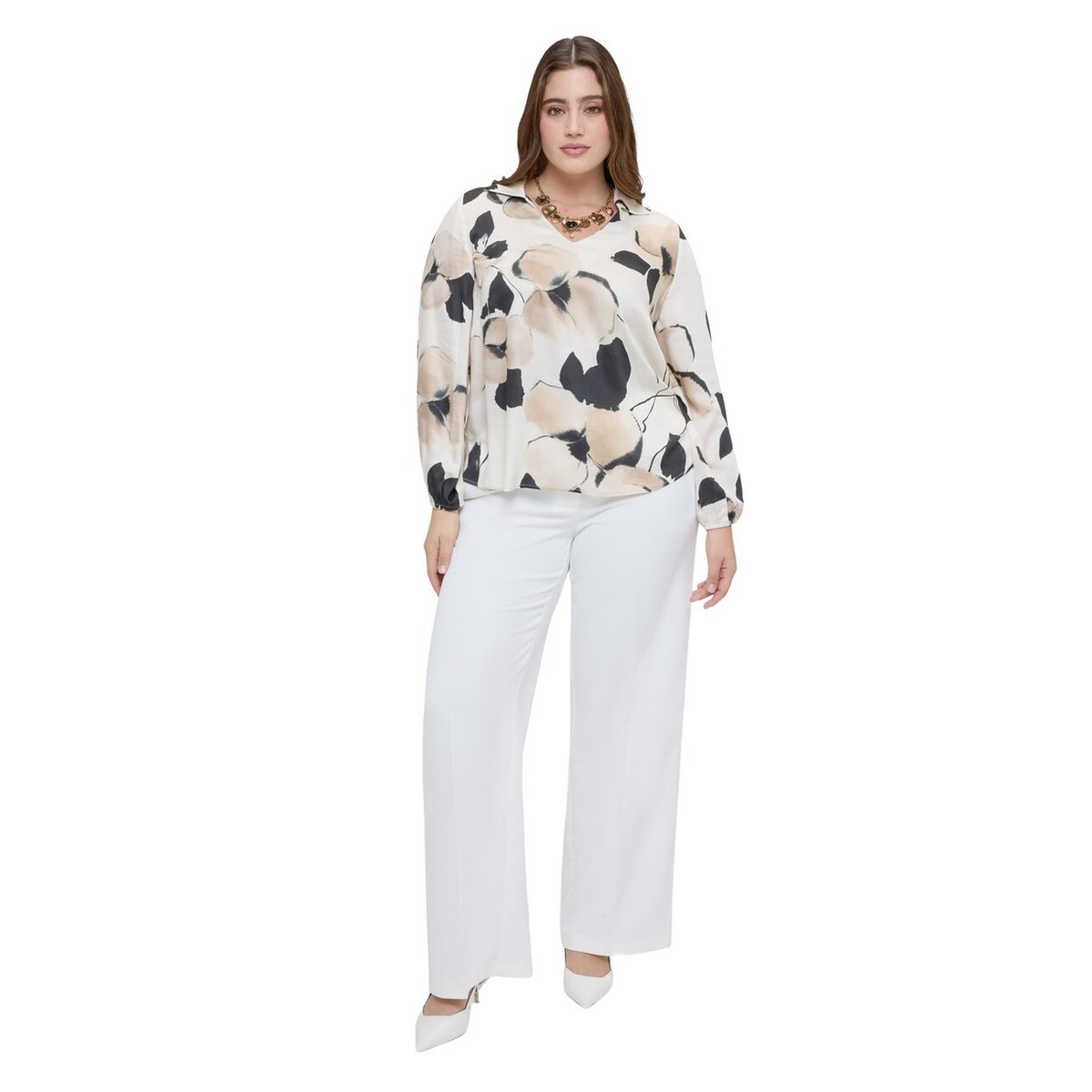 Blouse à imprimé fleuri blanc, FIORELLA RUBINO