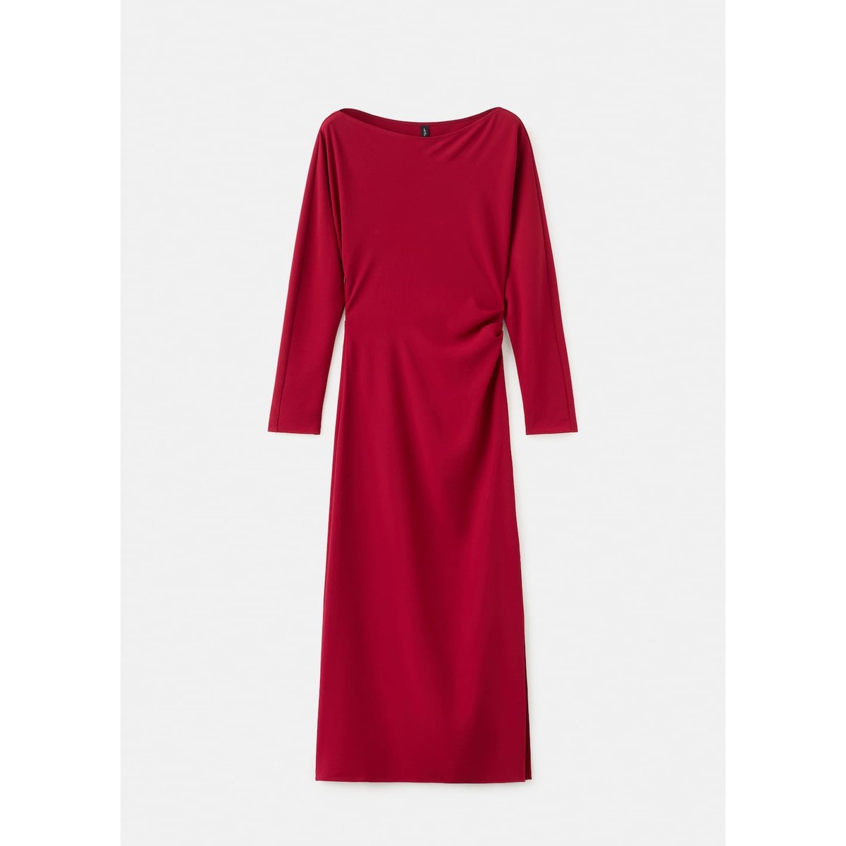 Robe col bateau froncée rouge, MANGO