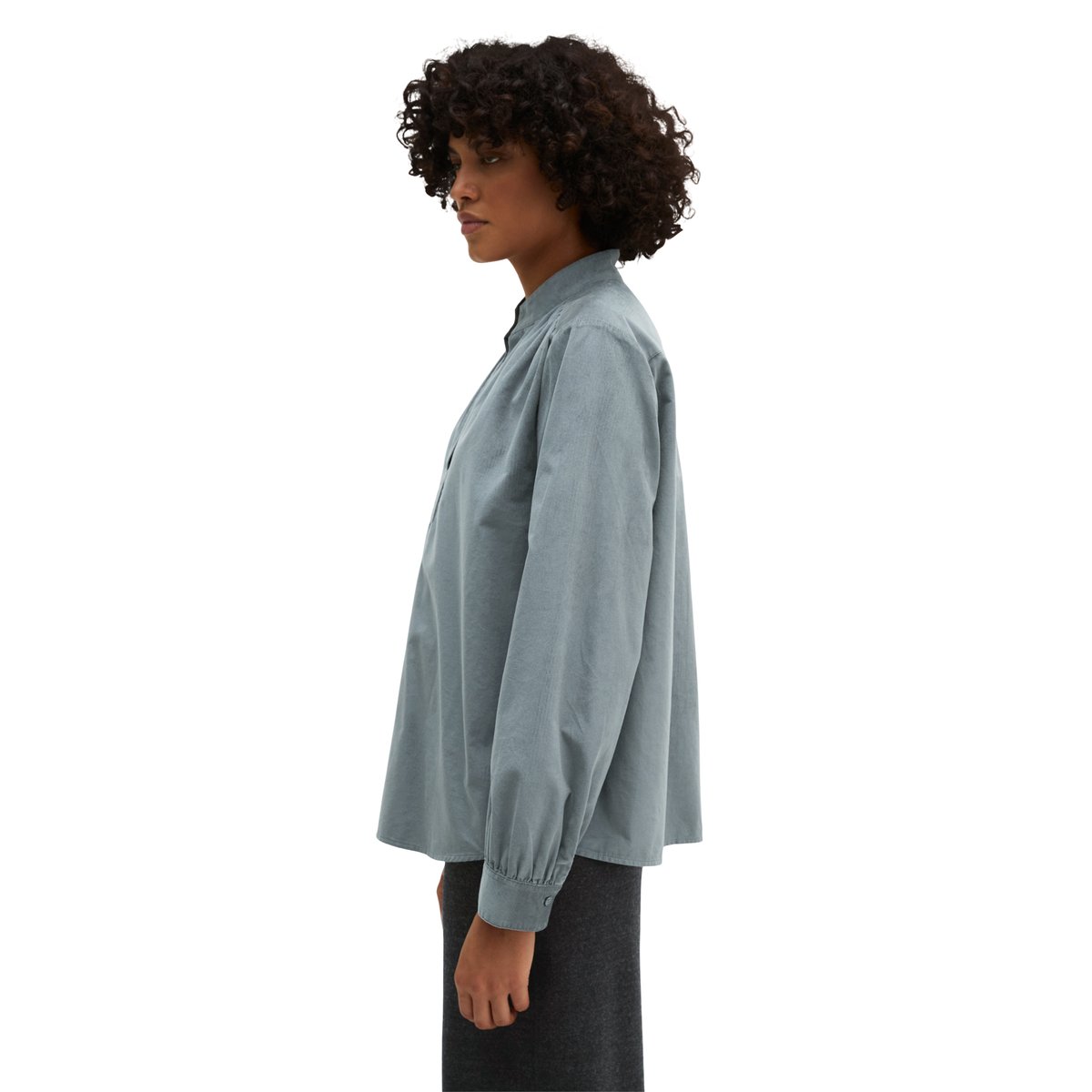 Chemisier en velours, coupe décontractée en mélange de coton bio et de viscose gris, MARC O'POLO