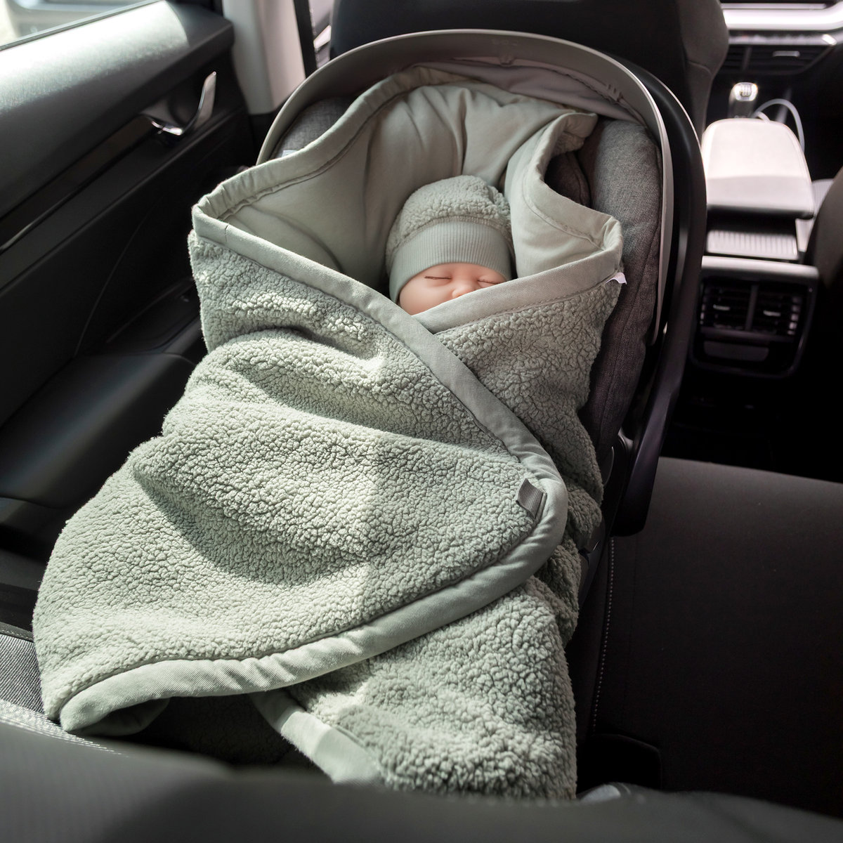 Nid d'ange bébé poussette et siège auto hiver - Teddy chaud kaki, BEMINI