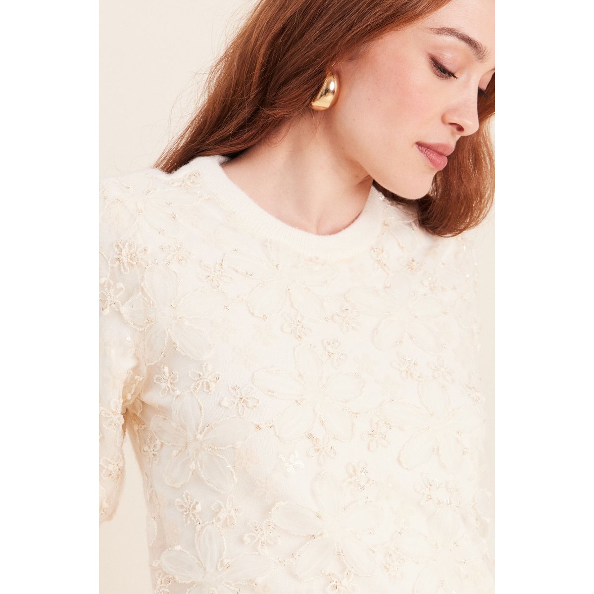 Pull col rond ecru, BREAL