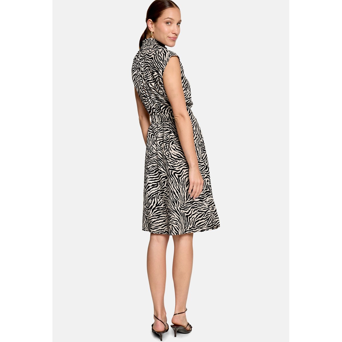 Robe longueur midi à imprimé cream/black, ZERO