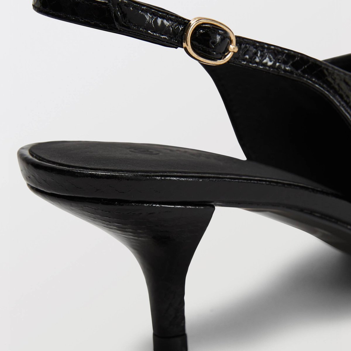 Slingback en cuir imitation python noir, MONOPRIX