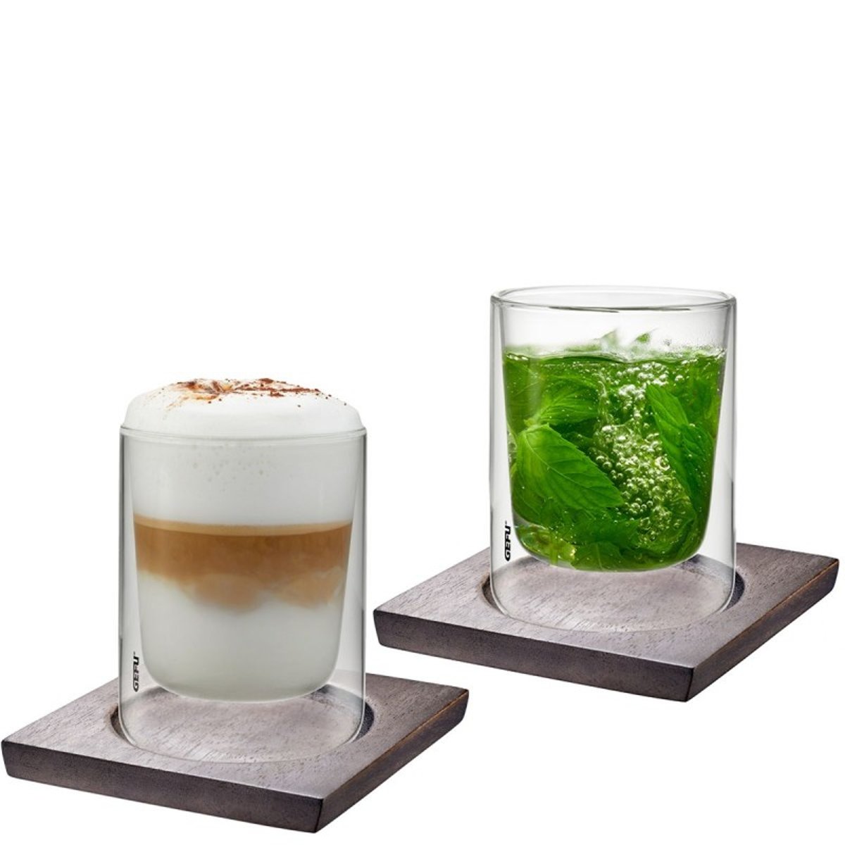 Set de verre Thermo MIRA, 2 pièces 235ml + Sous-verre MIRA, 2 pièces couleur unique, GEFU