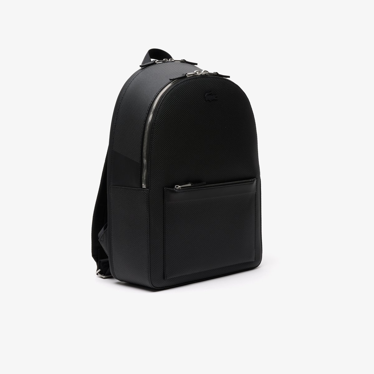 Sac à dos Chantaco en cuir piqué noir-000, LACOSTE