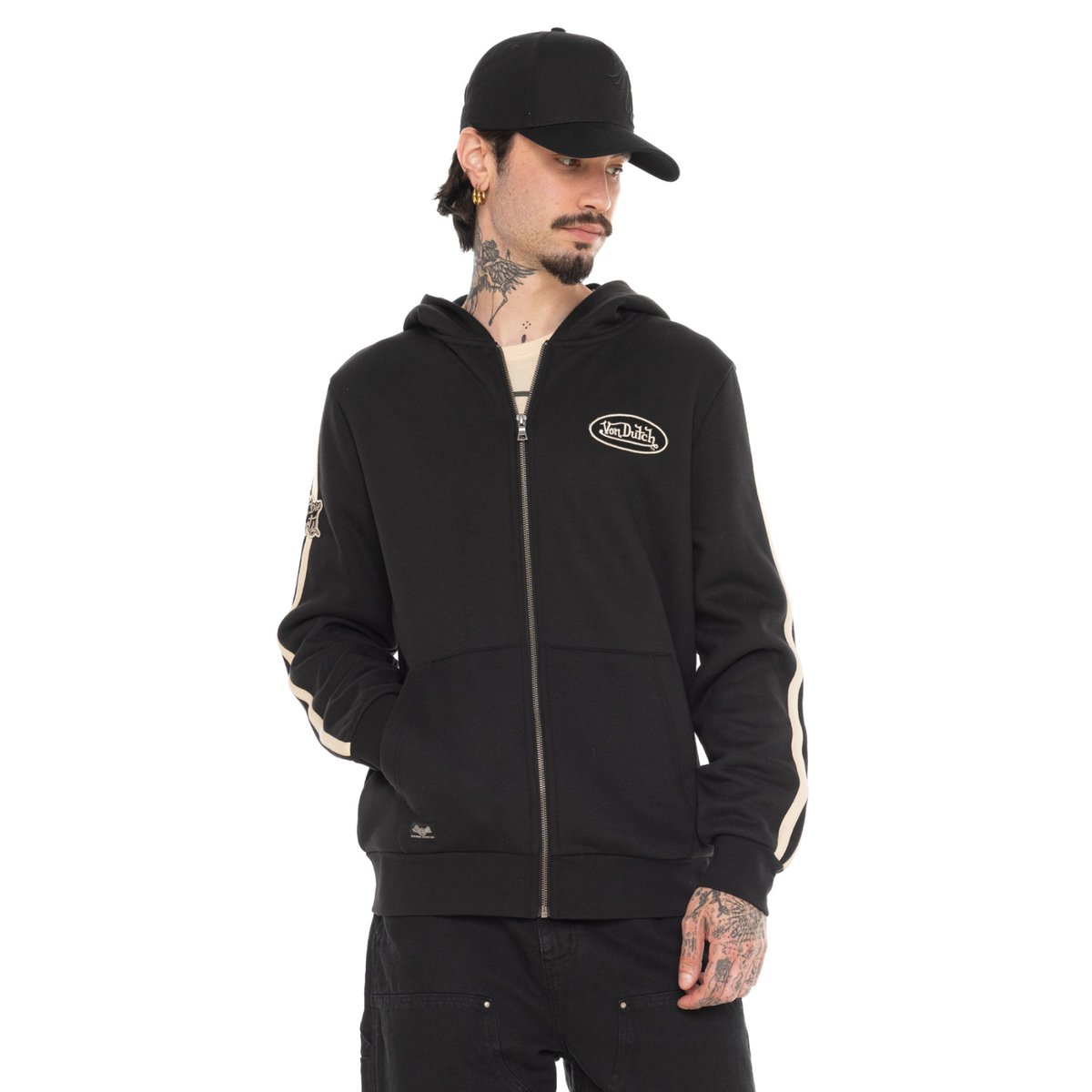 Sweatshirt coton IZAN noir/beige, VON DUTCH