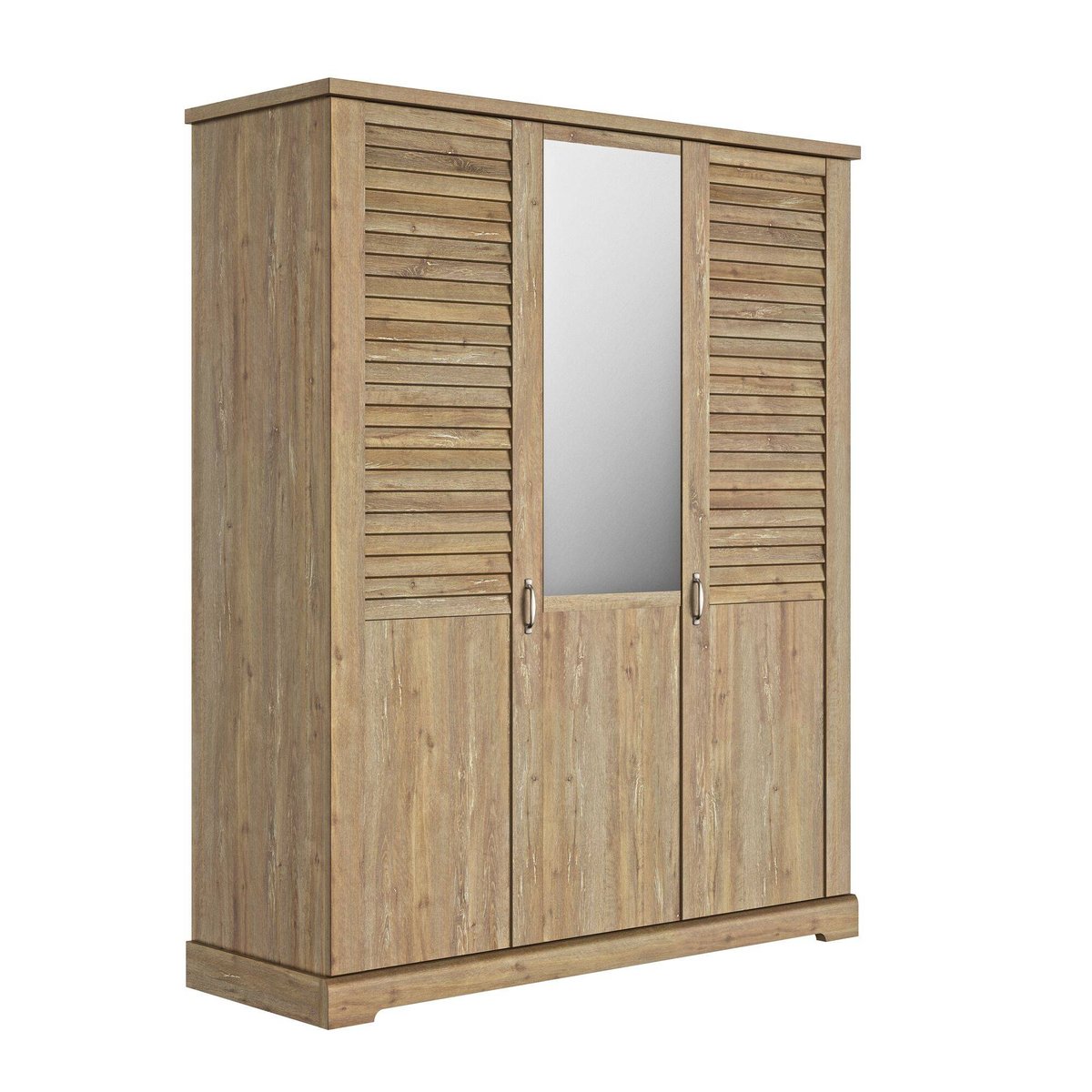 Armoire 3 portes avec miroir THELMA marron, GAMI