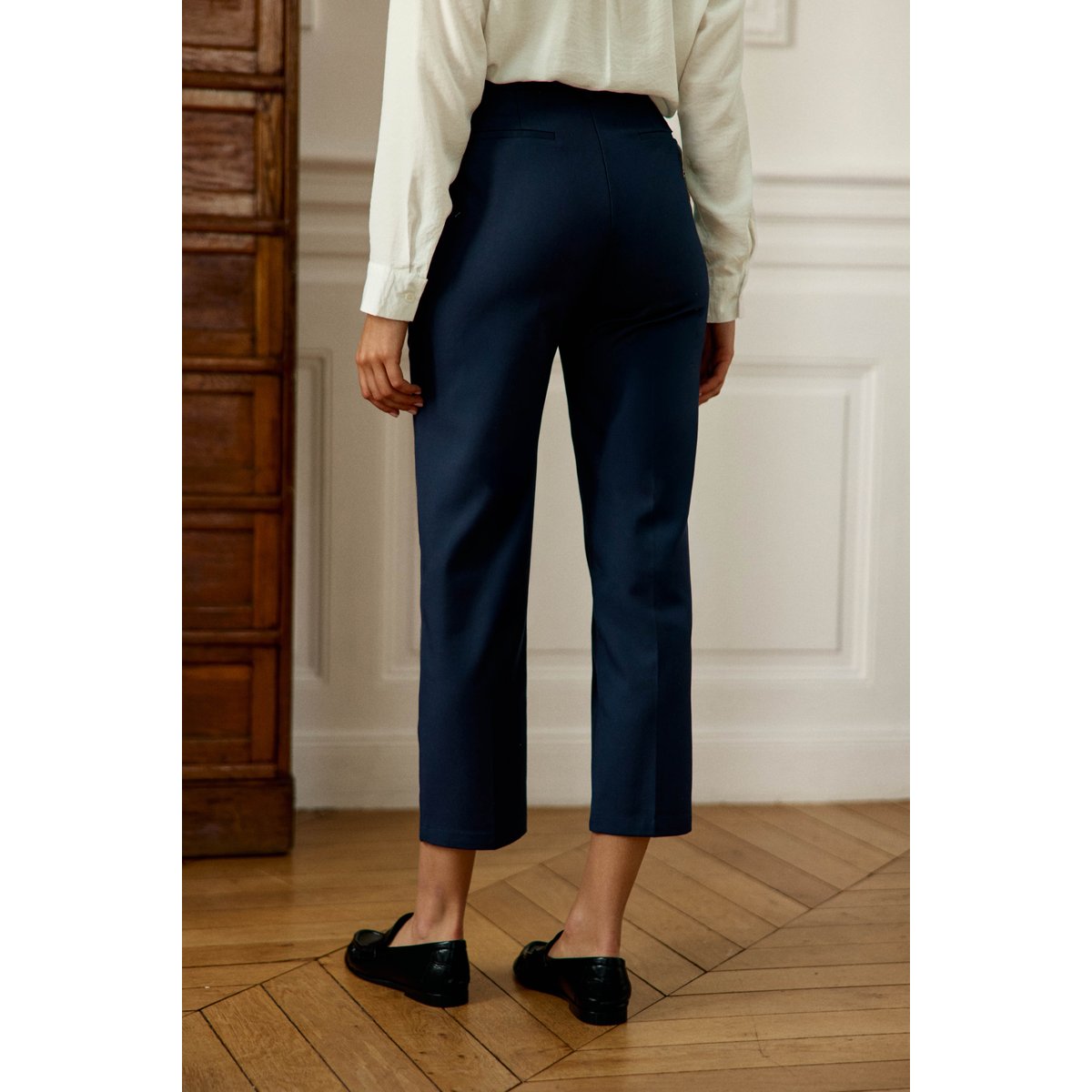 Pantalon cigarette uni PARFAIT 25-marine, LA PETITE ETOILE