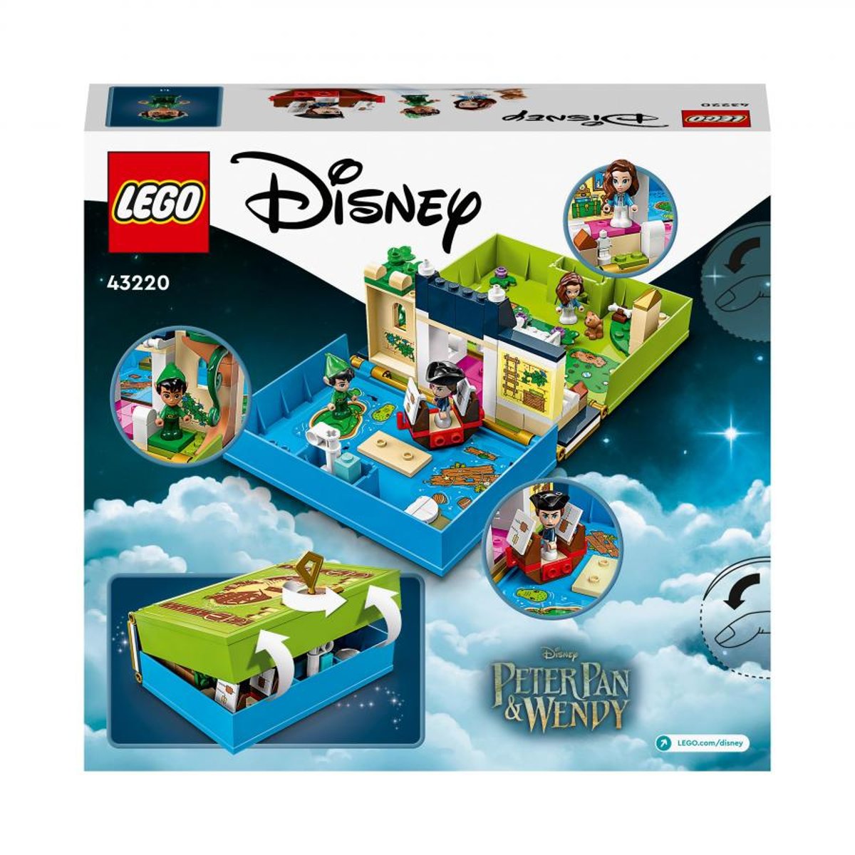 Disney Les aventures de Peter Pan et Wendy dans un livre de contes multicolore, LEGO