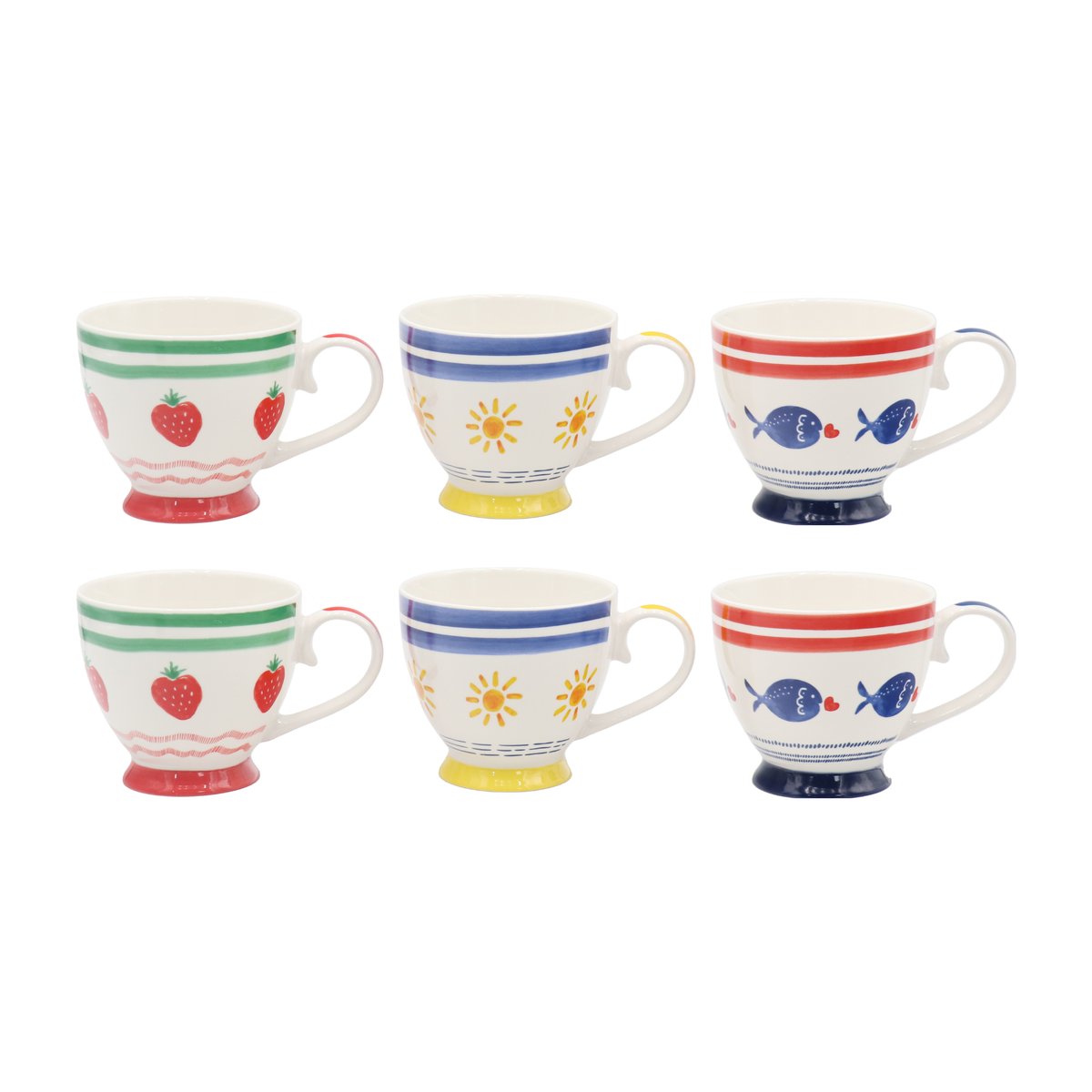 Lot de 6 tasses avec pied, LE PETIT CABANON multicolore, ARTIME