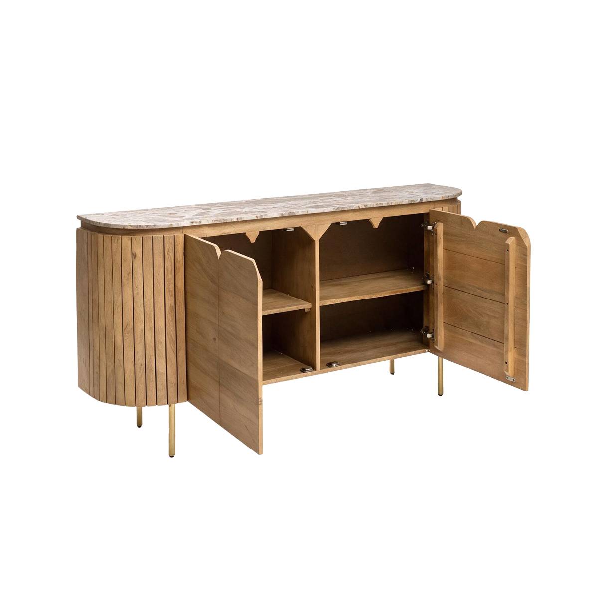 Buffet en bois de manguier et marbre CYRENE bois clair, MADE IN MEUBLES