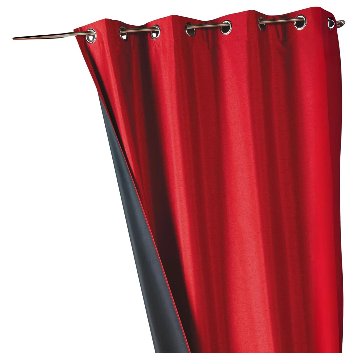 Rideau uni shantung 100% occultant 3 couches rouge orangé, HOME MAISON