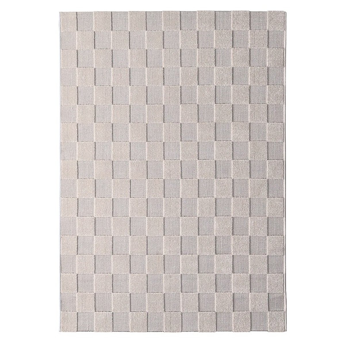 Tapis contemporain design damier DAMAS ecru beige, NATTIOT