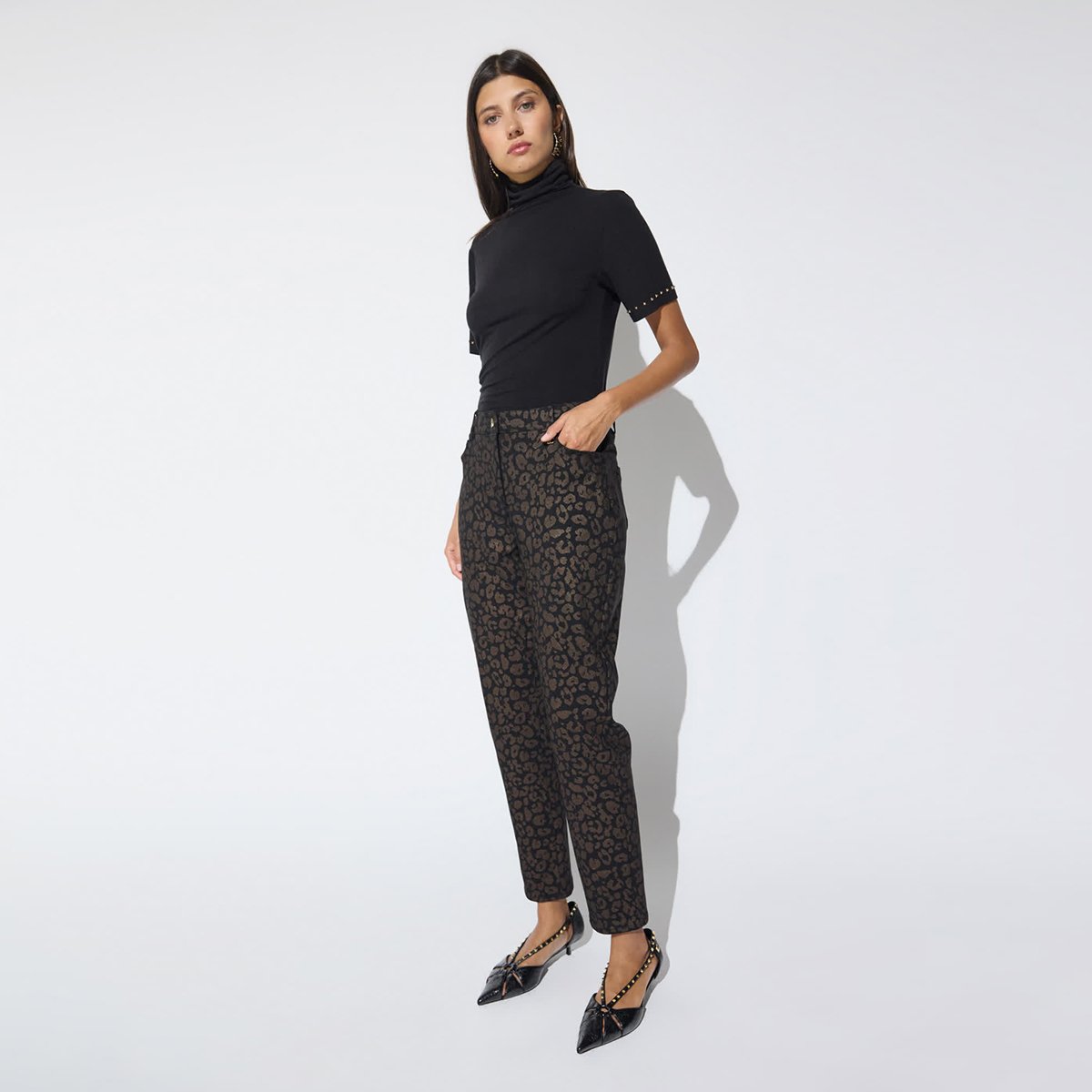 Pantalon imprimé léopard coupe droite léopard, LOLA CASADEMUNT