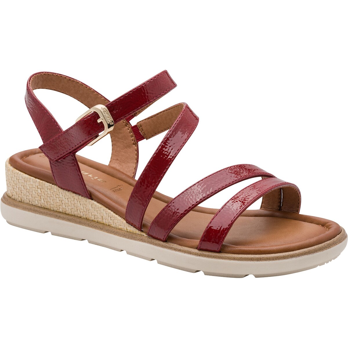 Sandales compensées rouge verni, TAMARIS
