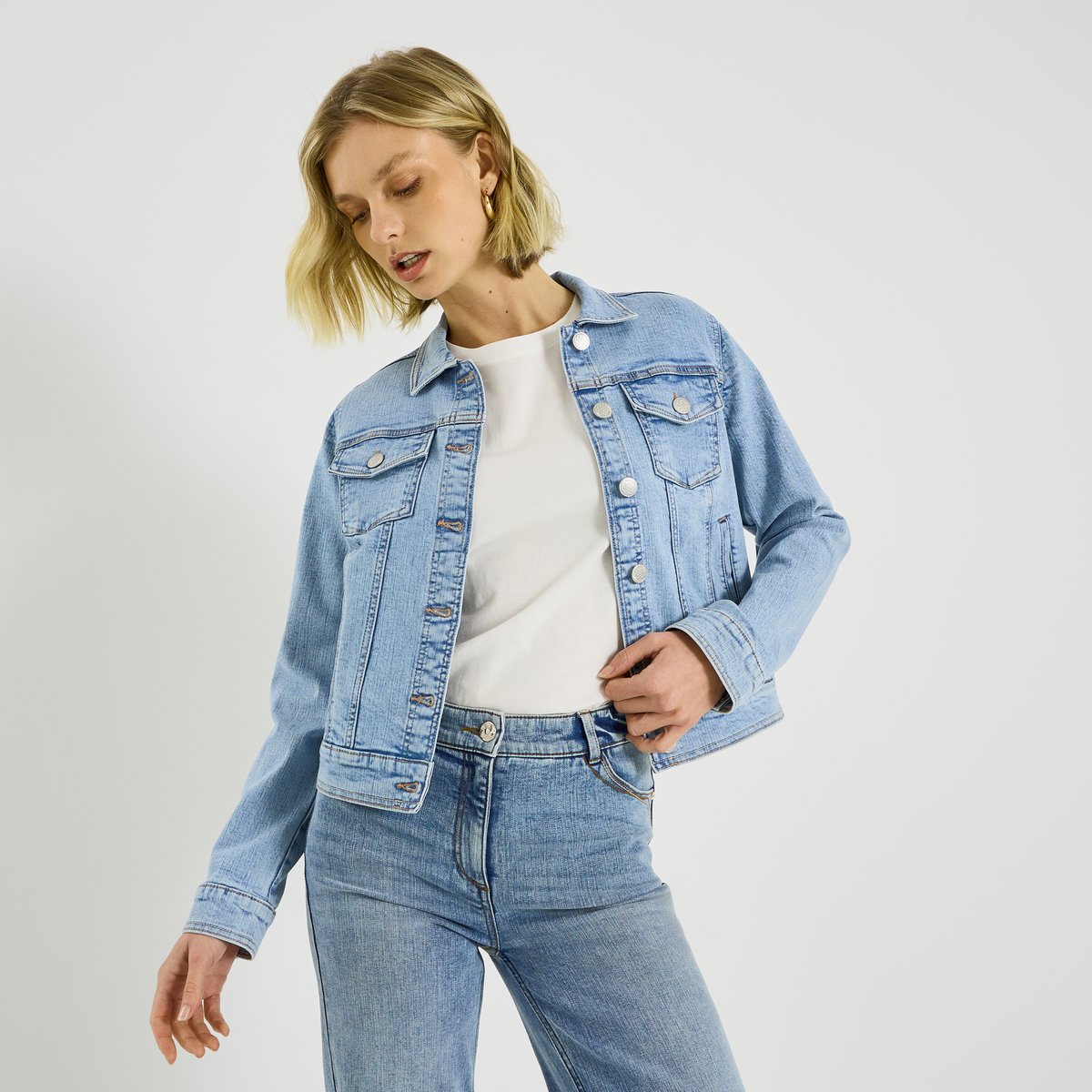 Veste en jean bleu stone, GRAIN DE MALICE