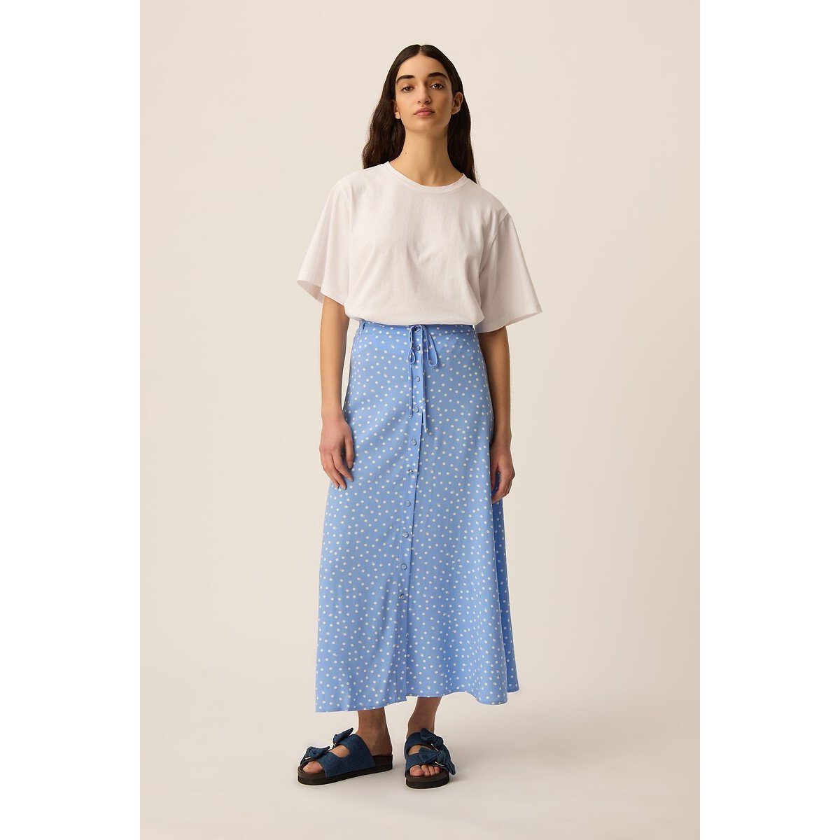 Midirok met stippen, ELIZETTA gestipt blauw, DES PETITS HAUTS