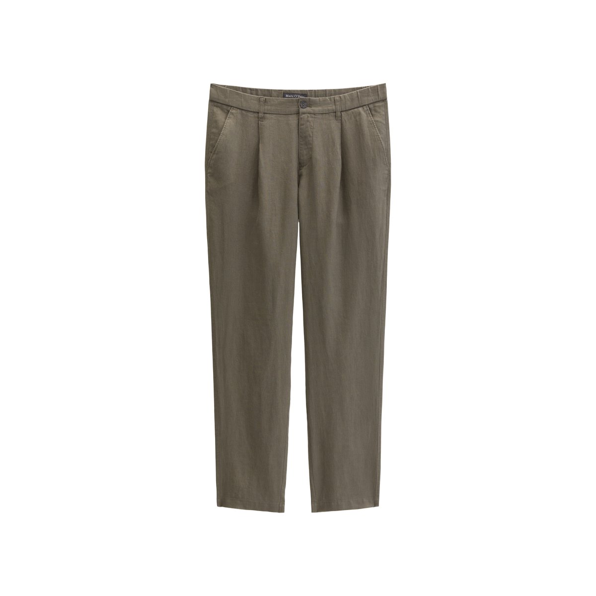 Pantalon en lin modèle Osby Jogger pleats avec ceinture élastique dunkelbraun, MARC O'POLO