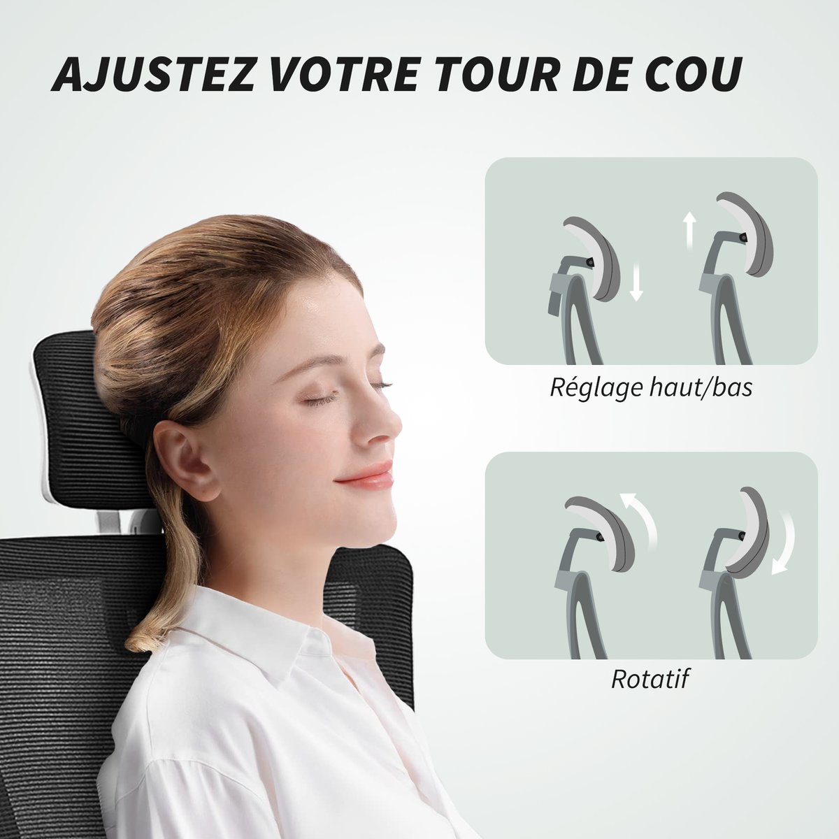 Chaise de bureau Polyester Noir noir et blanc, HOMCOM
