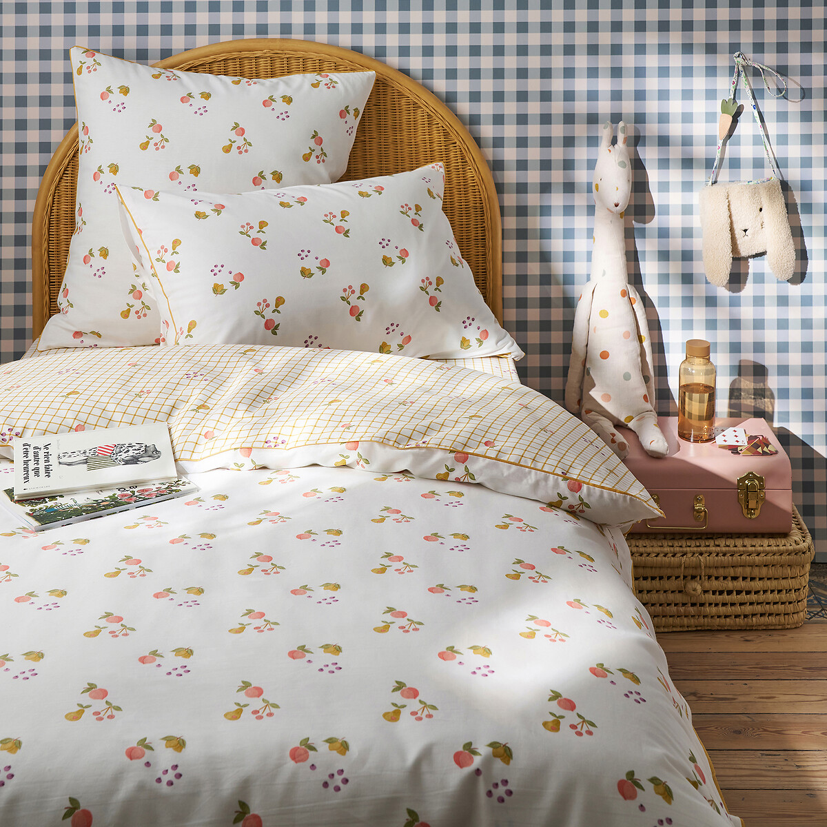 Housse de couette enfant, en 50% coton recyclé, imprimé fruits, LILAS ecru, LA REDOUTE INTERIEURS