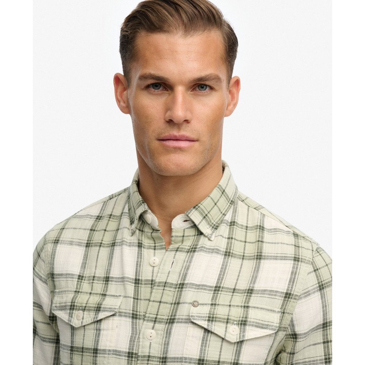 Chemise à carreaux légère The Merchant Store sauge cèdre à carreaux, SUPERDRY