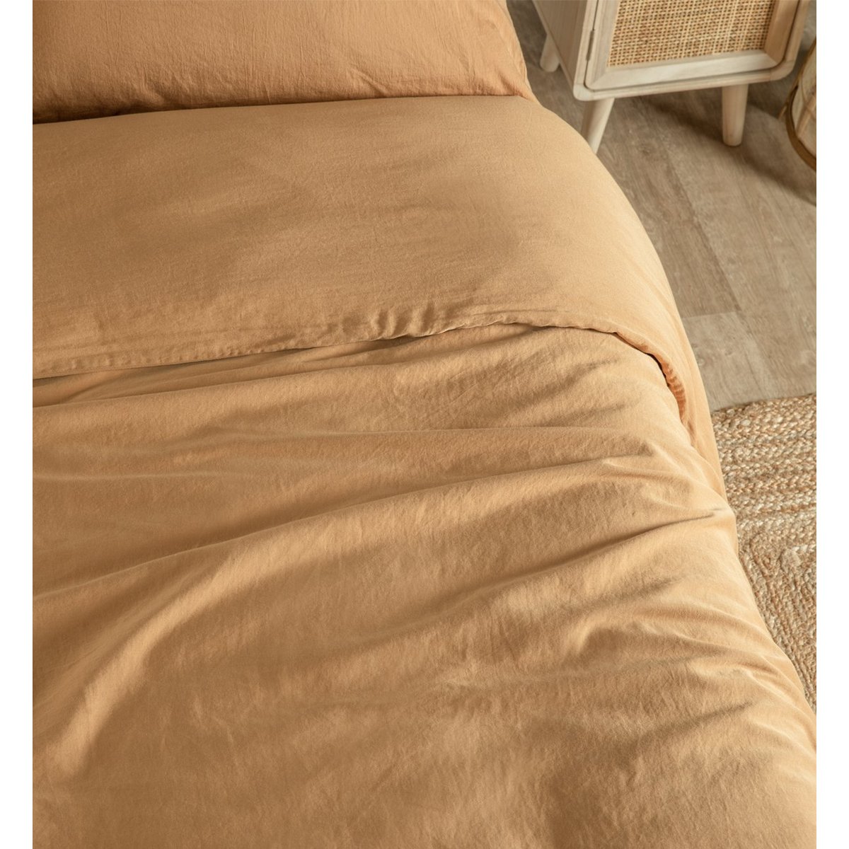 Housse de Couette Adulte SATIN DE COTON BIO LAVÉ ambre, KADOLIS