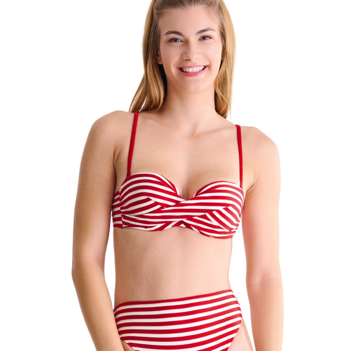 Haut maillot de bain bandeau préformé BONDI BEACH rouge, LISCA