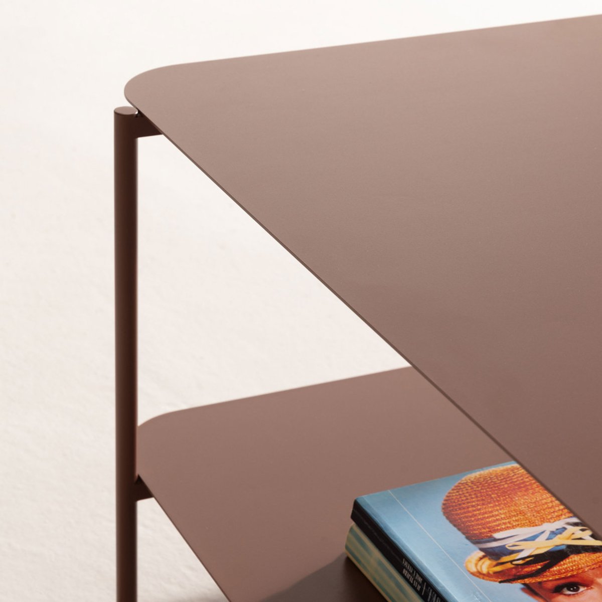 Table basse rectangulaire en métal à double plateau- JUDITH marron glacé, DRAWER