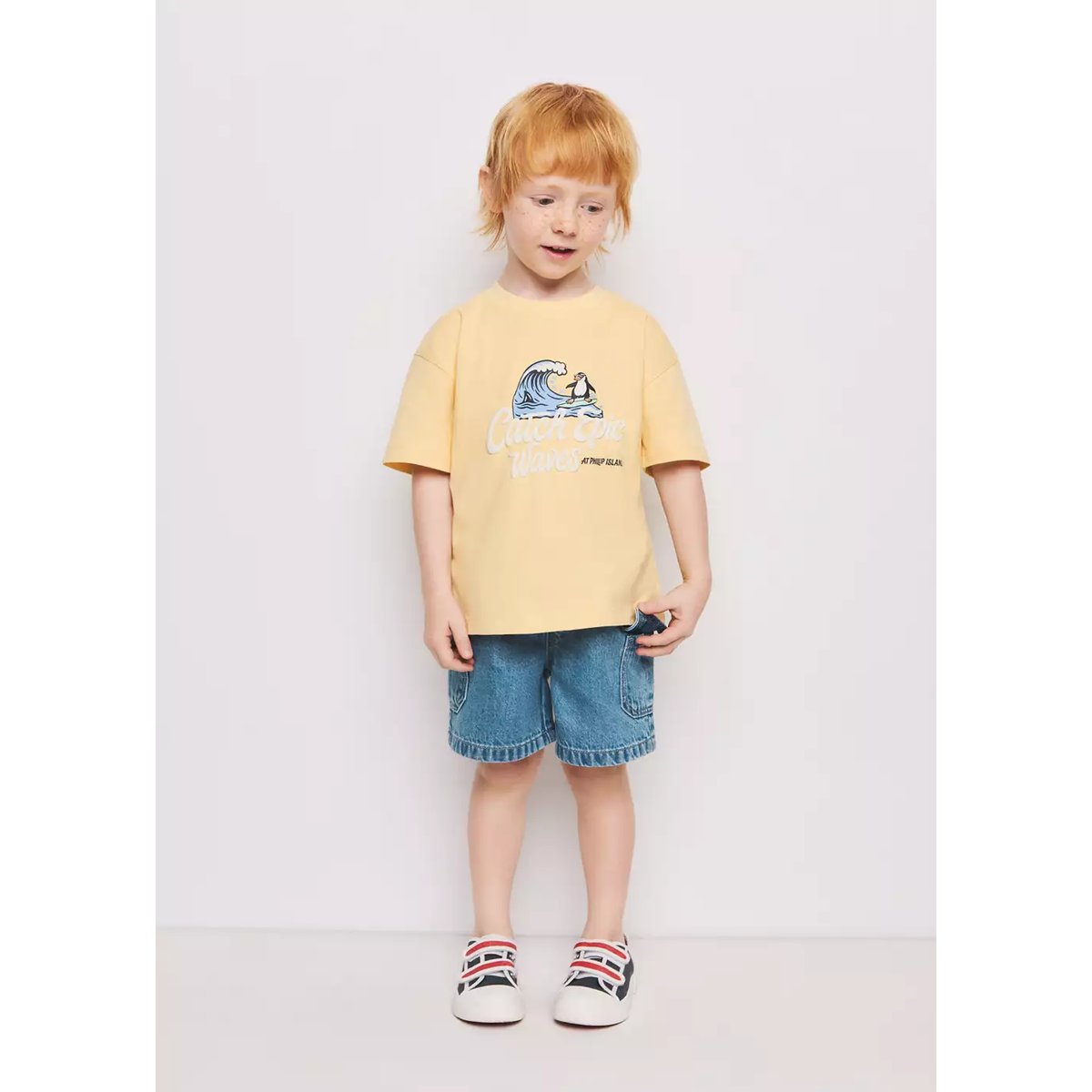 T-shirt en coton imprimé jaune, MANGO BABY