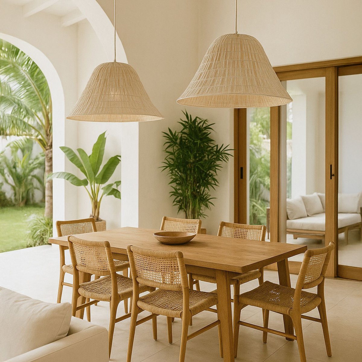 Suspension en feuilles de palmier, MAA blanc, NOW'S HOME