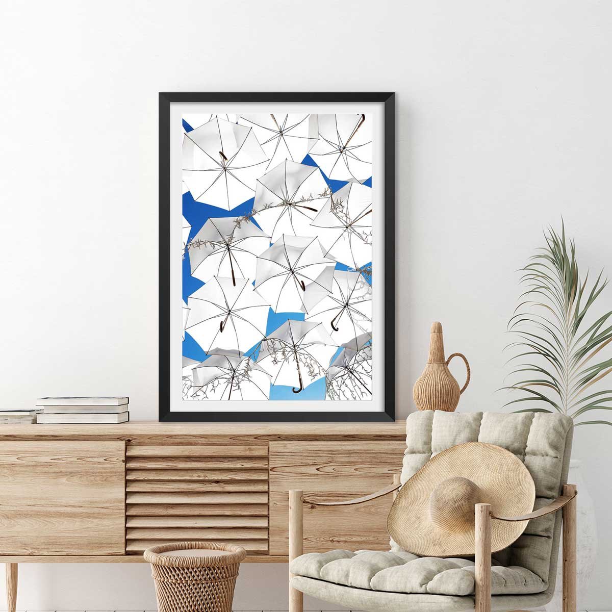 Affiche poster ombrella affiche + cadre en bois - noir, HEXOA