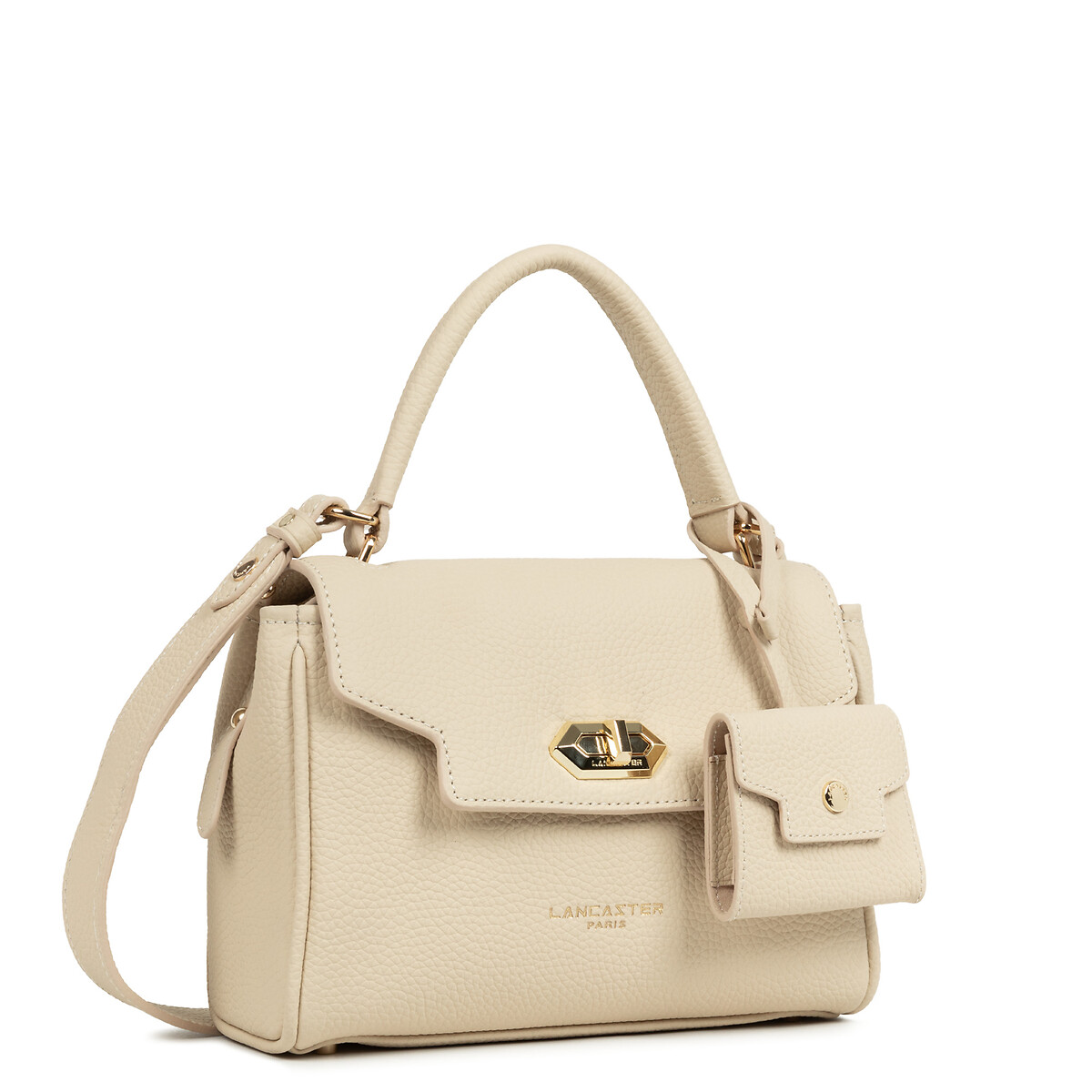 Toro Grace Leather Handbag with Flap and S Clasp vanilla, LANCASTER
