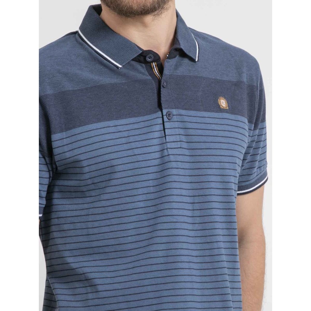 Polo Manches Courtes Pur Coton Rayé Piwening bleu marine, RITCHIE