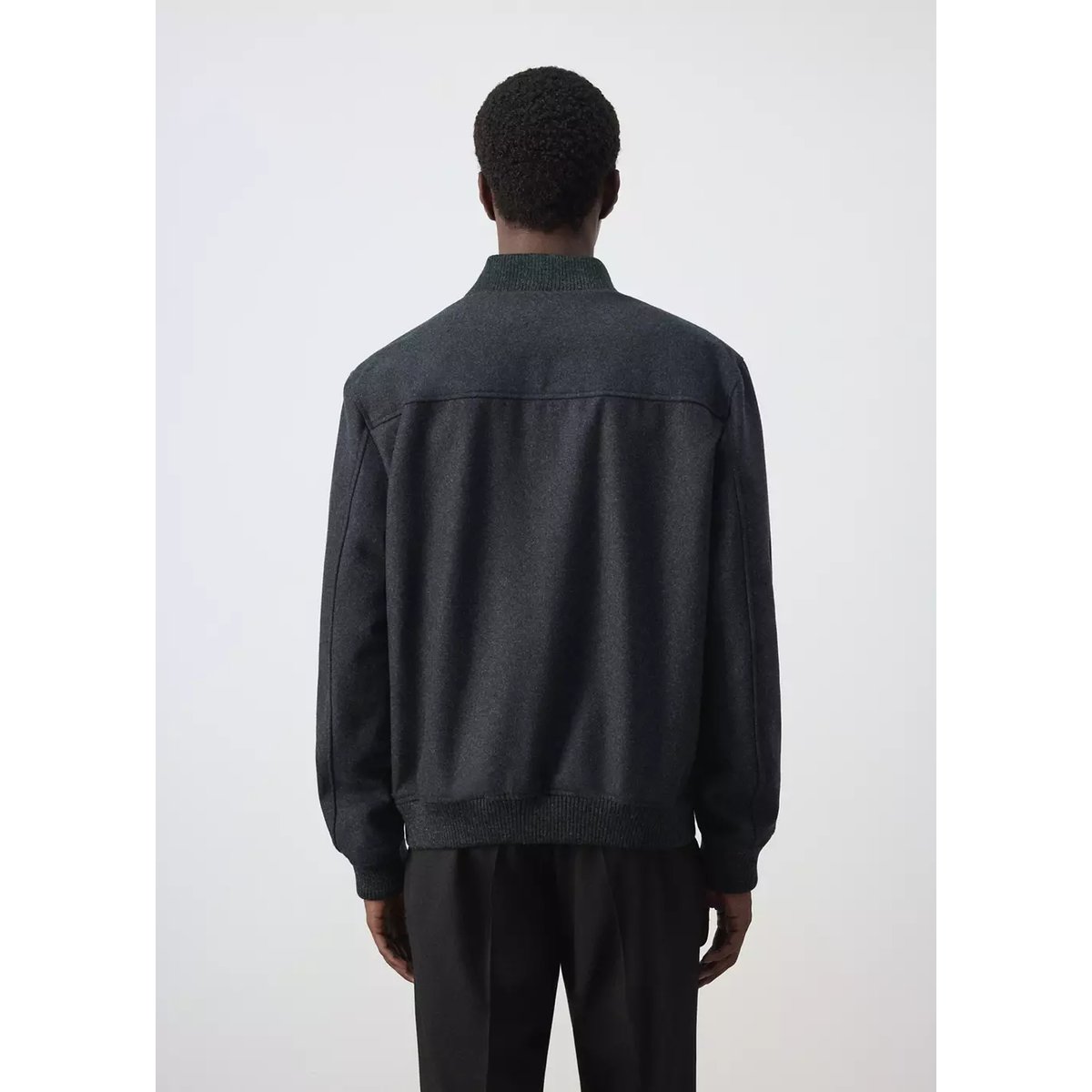 Veste bomber en laine mélangée gris anthracite, MANGO MAN