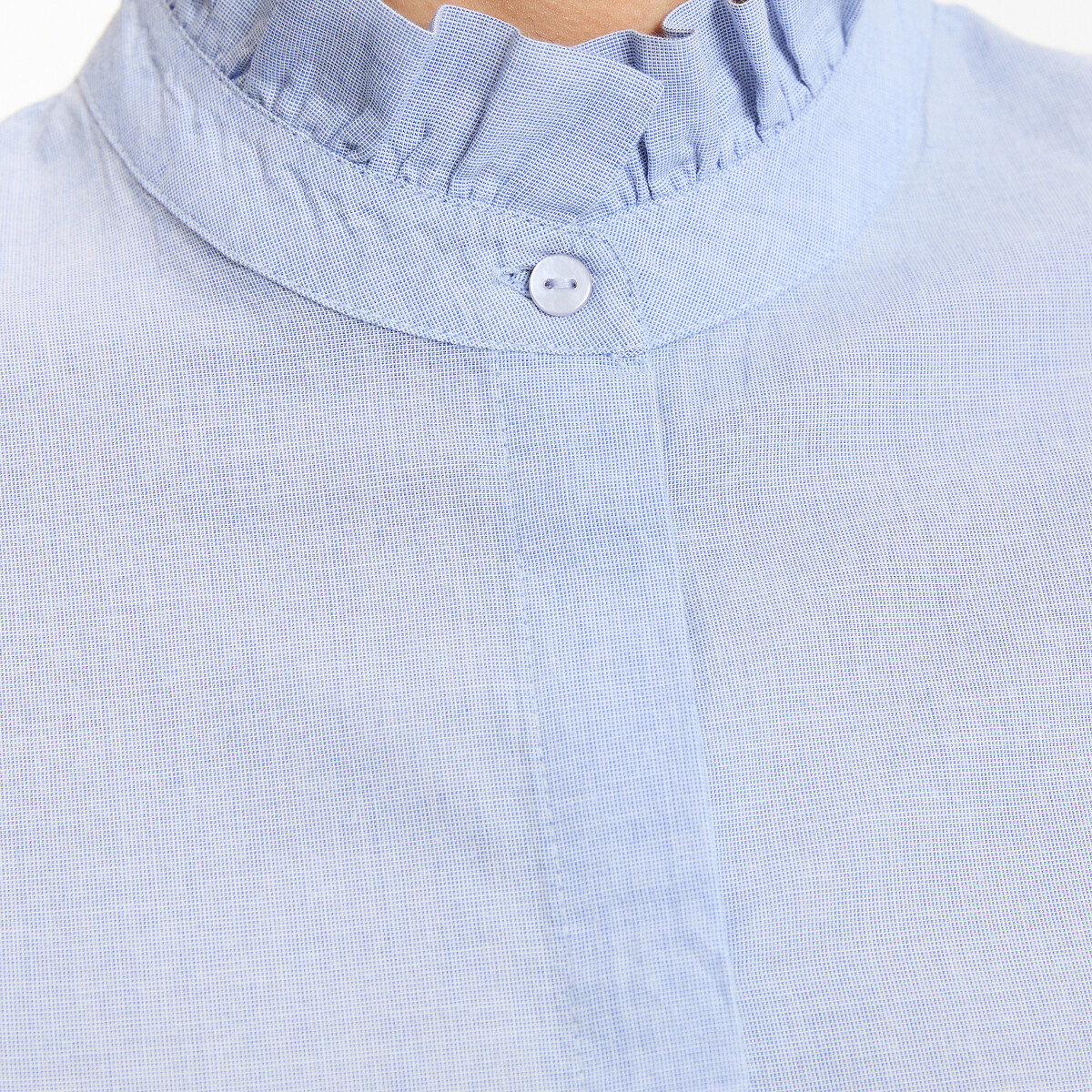 Chemise col montant volanté, manches longues bleu ciel, LA REDOUTE COLLECTIONS