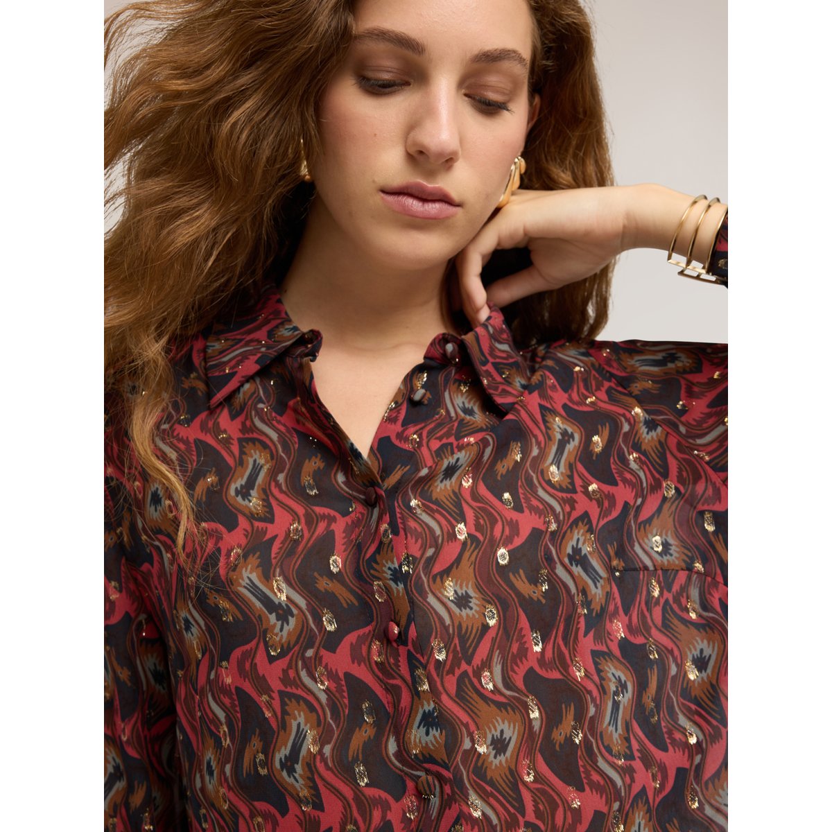 Chemise imprimée rouge, MOTIVI