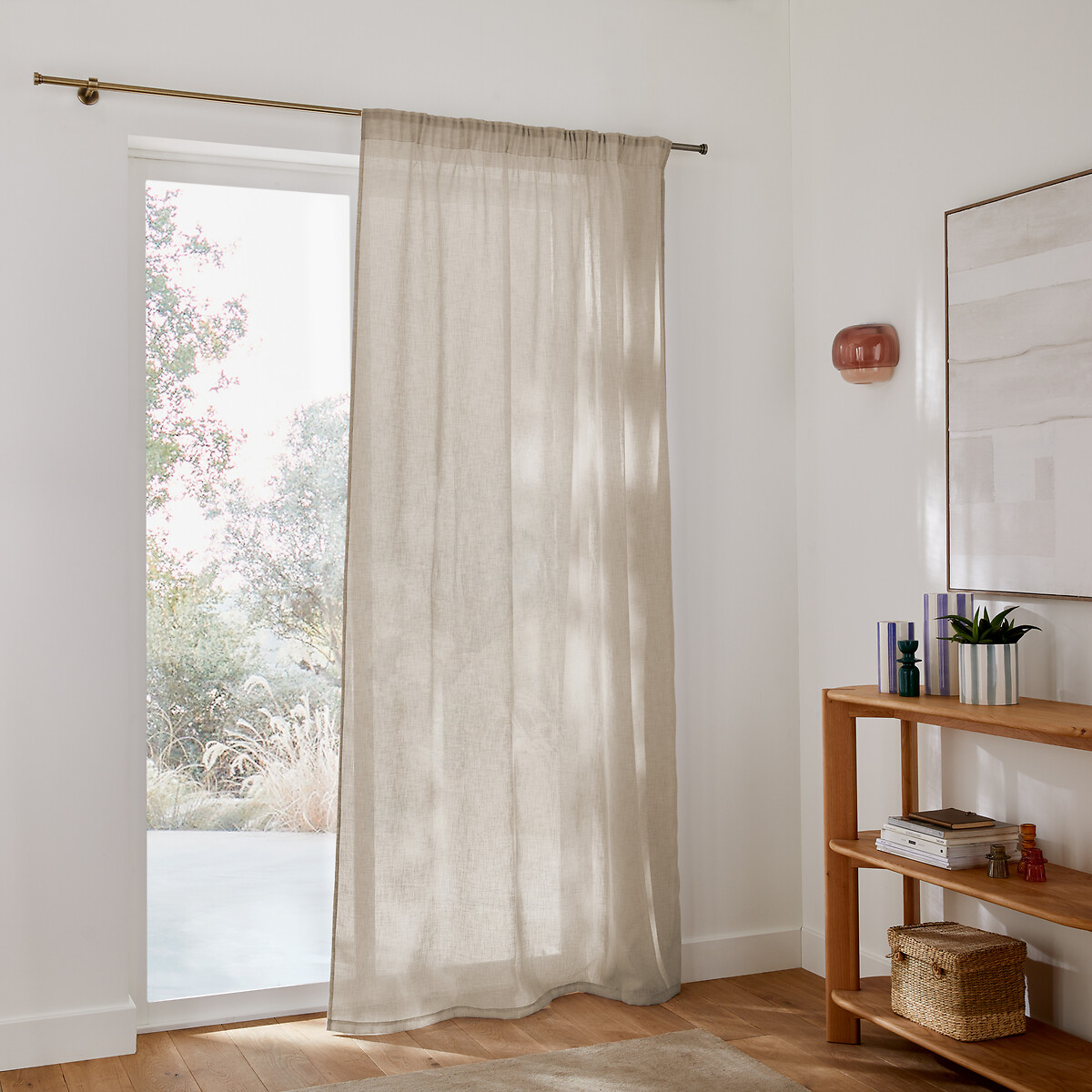 Tenda con treccia e onda arricciata, Nyong beige talpa chiaro, LA REDOUTE INTERIEURS