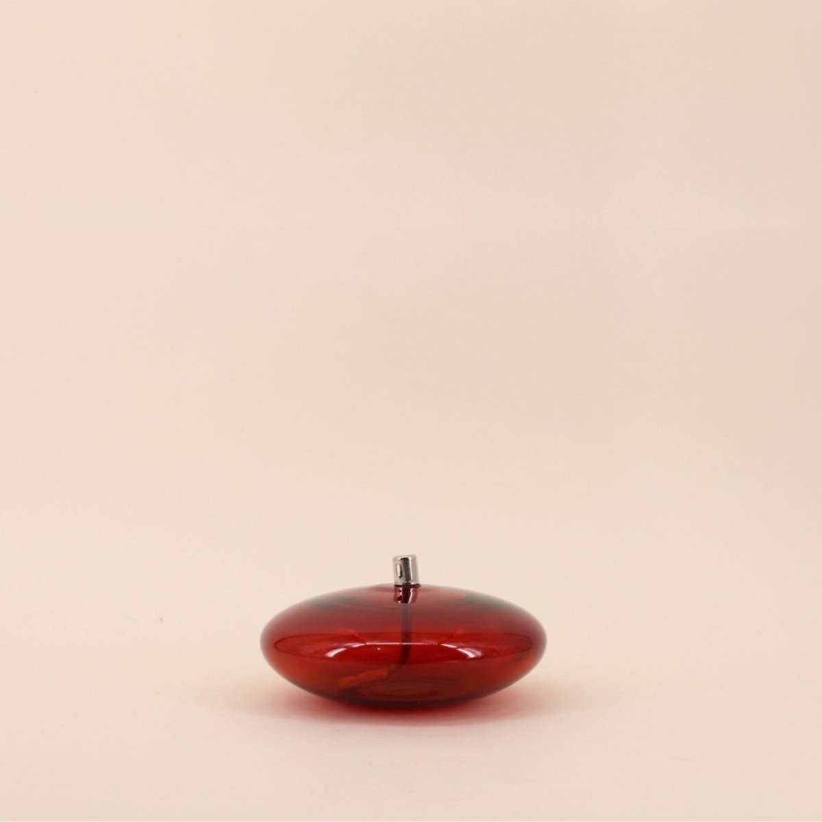 Lampe à huile ronde en verre soufflé 14cm bordeaux, BAZAR DE LUXE