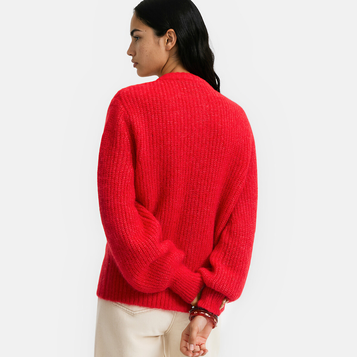 Signature Cardigan AMBROISE, Alpaka-Mix rot, LA REDOUTE COLLECTIONS