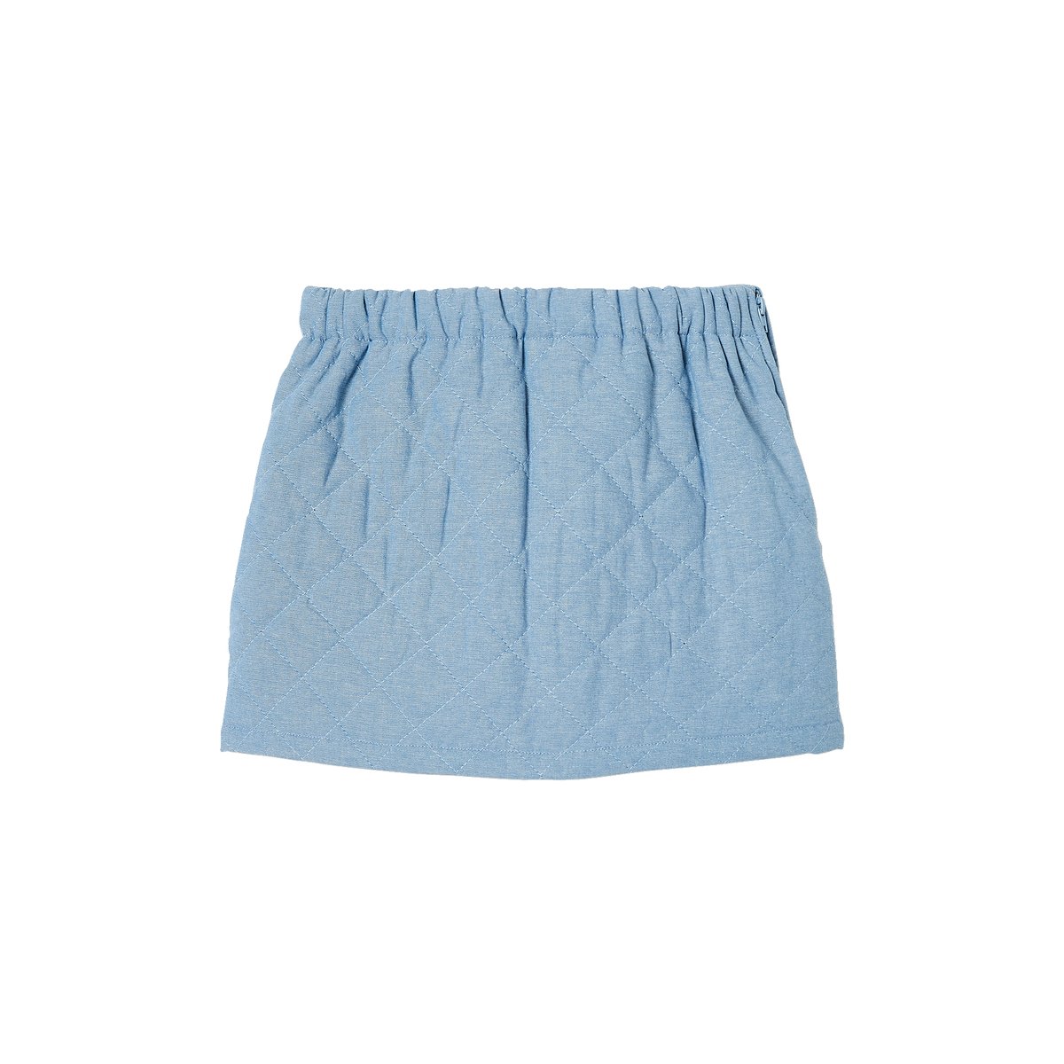 Jupe en denim matelassé poches imprimées fleurs double stone, VERTBAUDET
