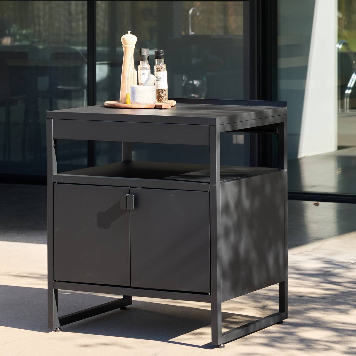 Module de cuisine extérieure acier 2 portes L80cm KEA noir, SWEEEK