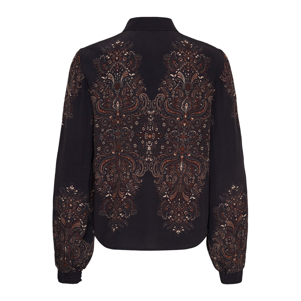 Blouse à manches longues noir black ethnic florals, CREAM